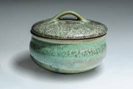 Handcrafted Ceramic Bowl with Lid for Kitchen Accessories with Green Color - ArtyCraftz.com