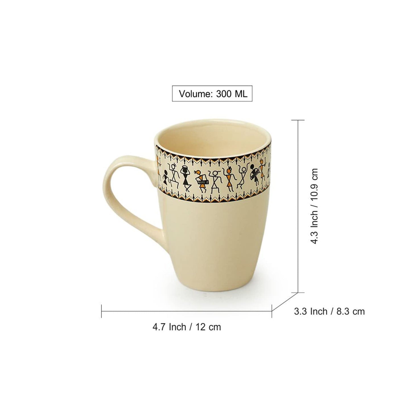 Handcrafted Ceramic Coffee Mugs with Warli Design-ArtyCraftz.com