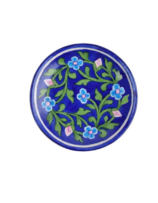 Handcrafted Ceramic Plater 4 Inches for Home Decor and Gifting Dark Blue Color - ArtyCraftz.com