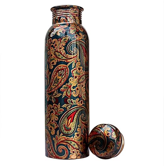 Handcrafted Copper Water Bottle for Storing Water for Travels, School and College, Office