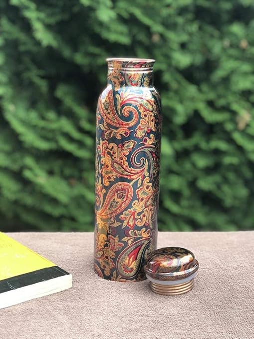 Handcrafted Copper Water Bottle for Storing Water for Travels, School and College, Office