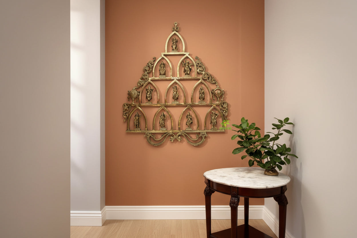 Vishnu Dashavatara metal wall hanging for home temple decoration-ArtyCraftz.com