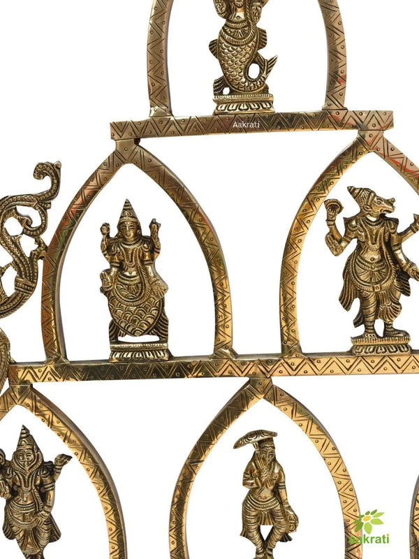 Vishnu Dashavatara metal wall hanging for home temple decoration-ArtyCraftz.com