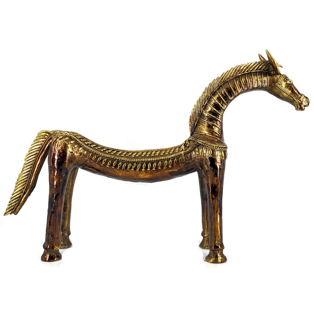 Handcrafted Dhokra Horse Statue 2 side view-rtyCraftz.com