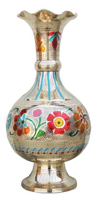 Handcrafted Floral Engraved Brass Decorative Vase-ArtyCraftz.com