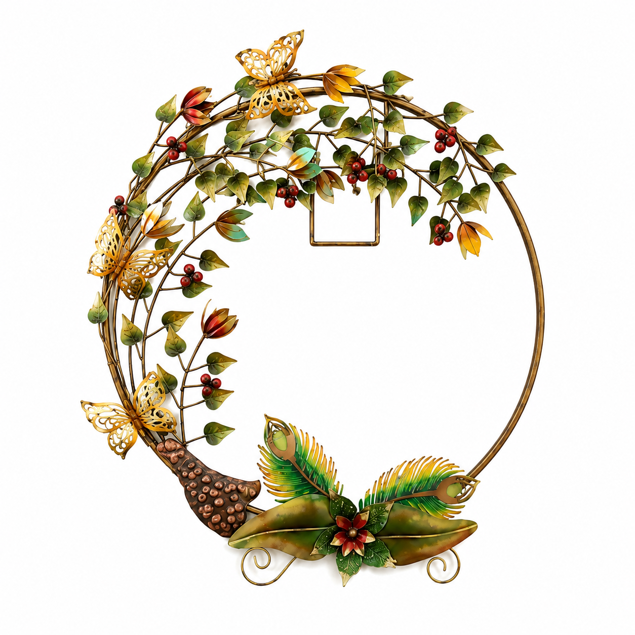 Handcrafted Floral Vine with Butterfly Wall Art-ArtyCraftz.com