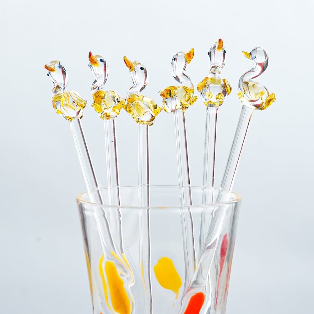 Handcrafted Glass Duck Swizzle Sticks-ArtyCraftz.com