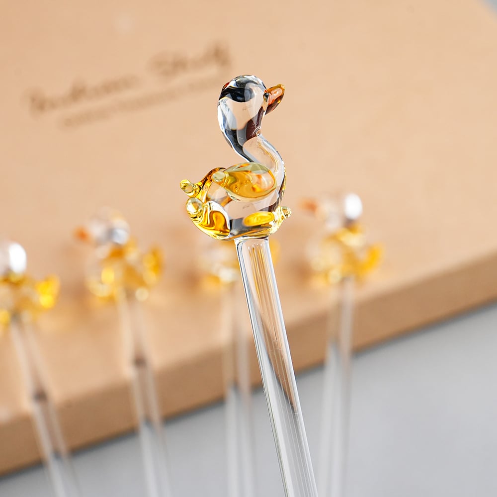 Handcrafted Glass Duck Swizzle Sticks-ArtyCraftz.com