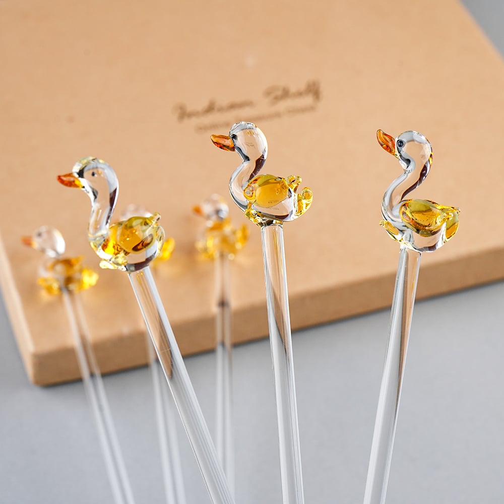 Handcrafted Glass Duck Swizzle Sticks-ArtyCraftz.com