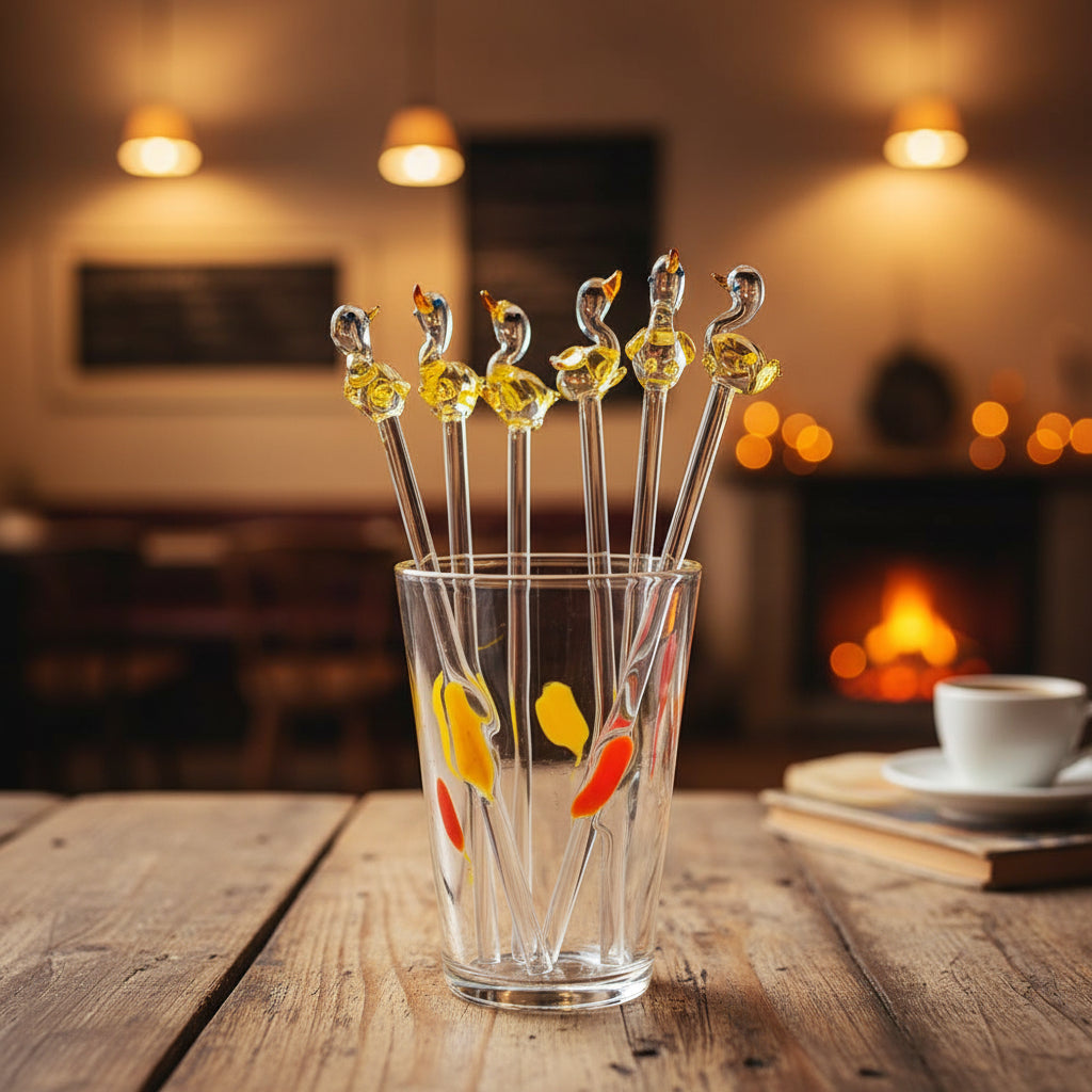 Handcrafted Glass Duck Swizzle Sticks-ArtyCraftz.com