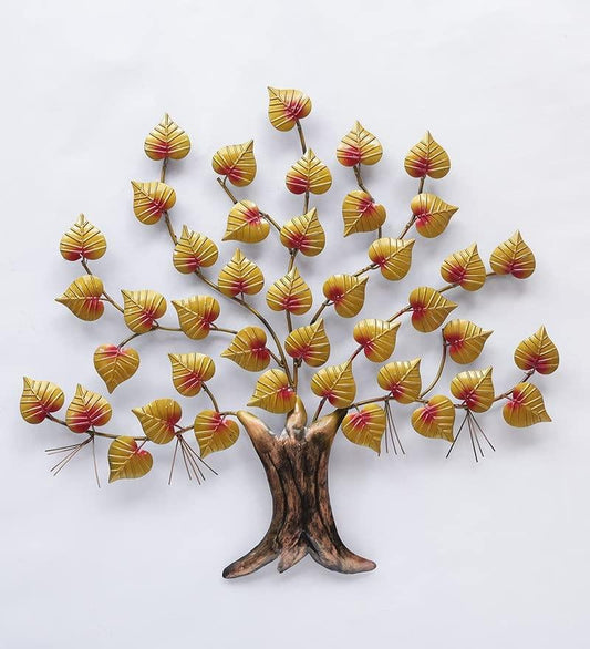 Handcrafted Iron Pipal Leaf Tree Wall Art-ArtyCraftz.com