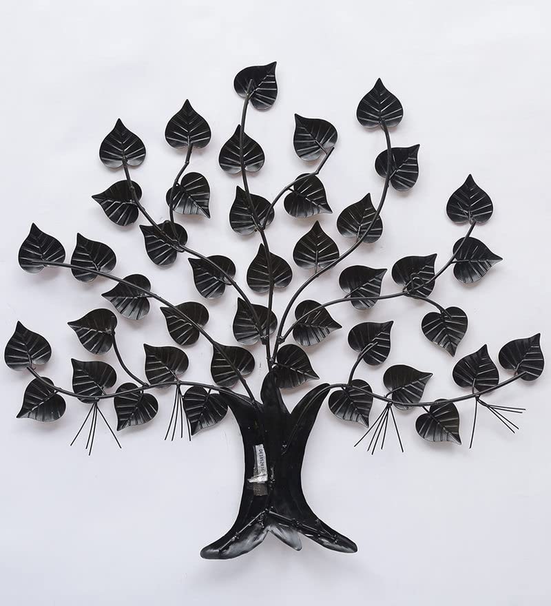 Handcrafted Iron Pipal Leaf Tree Wall Art-ArtyCraftz.com