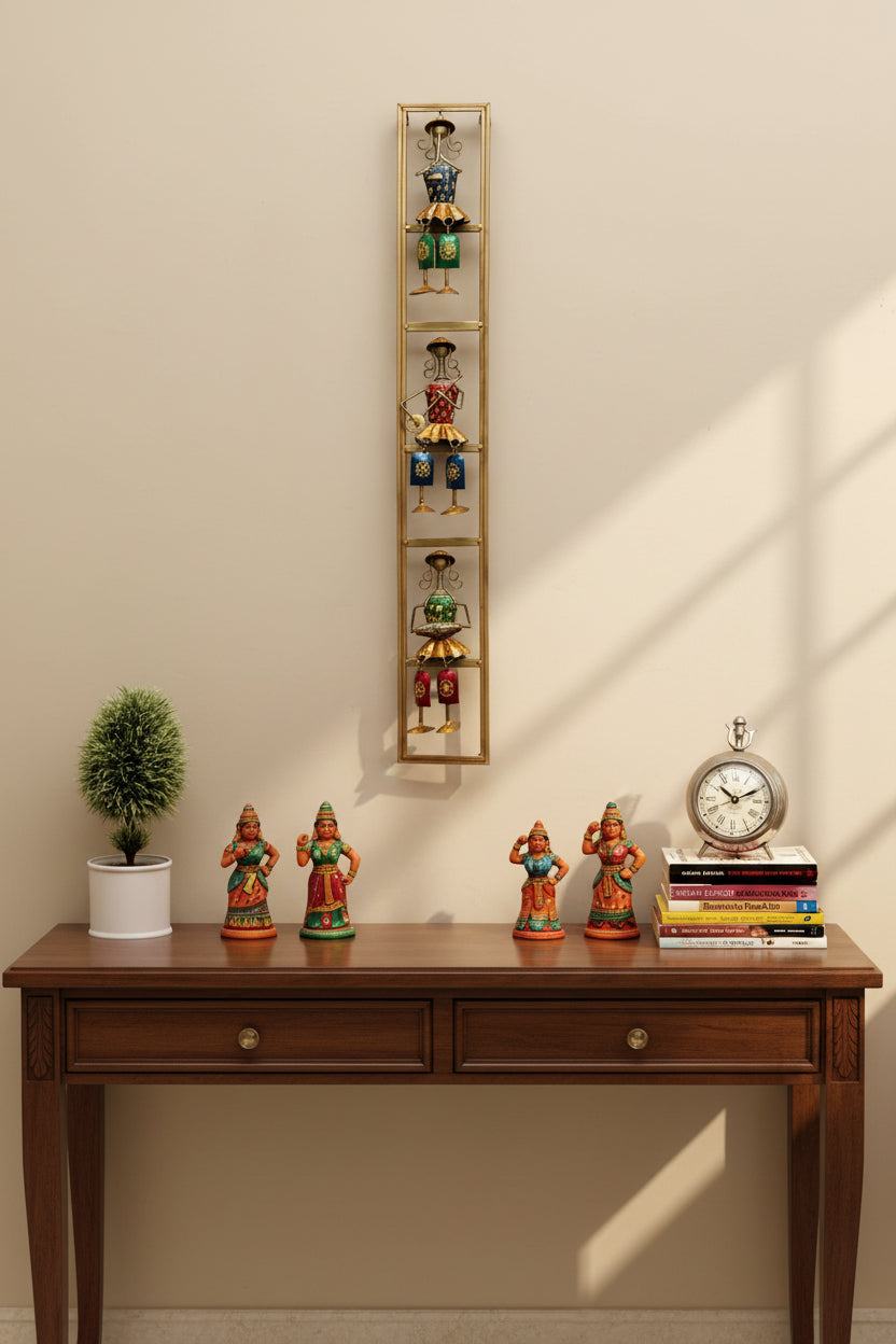 Handcrafted Iron Tribal Musician Ladies Wall Art-ArtyCraftz.com