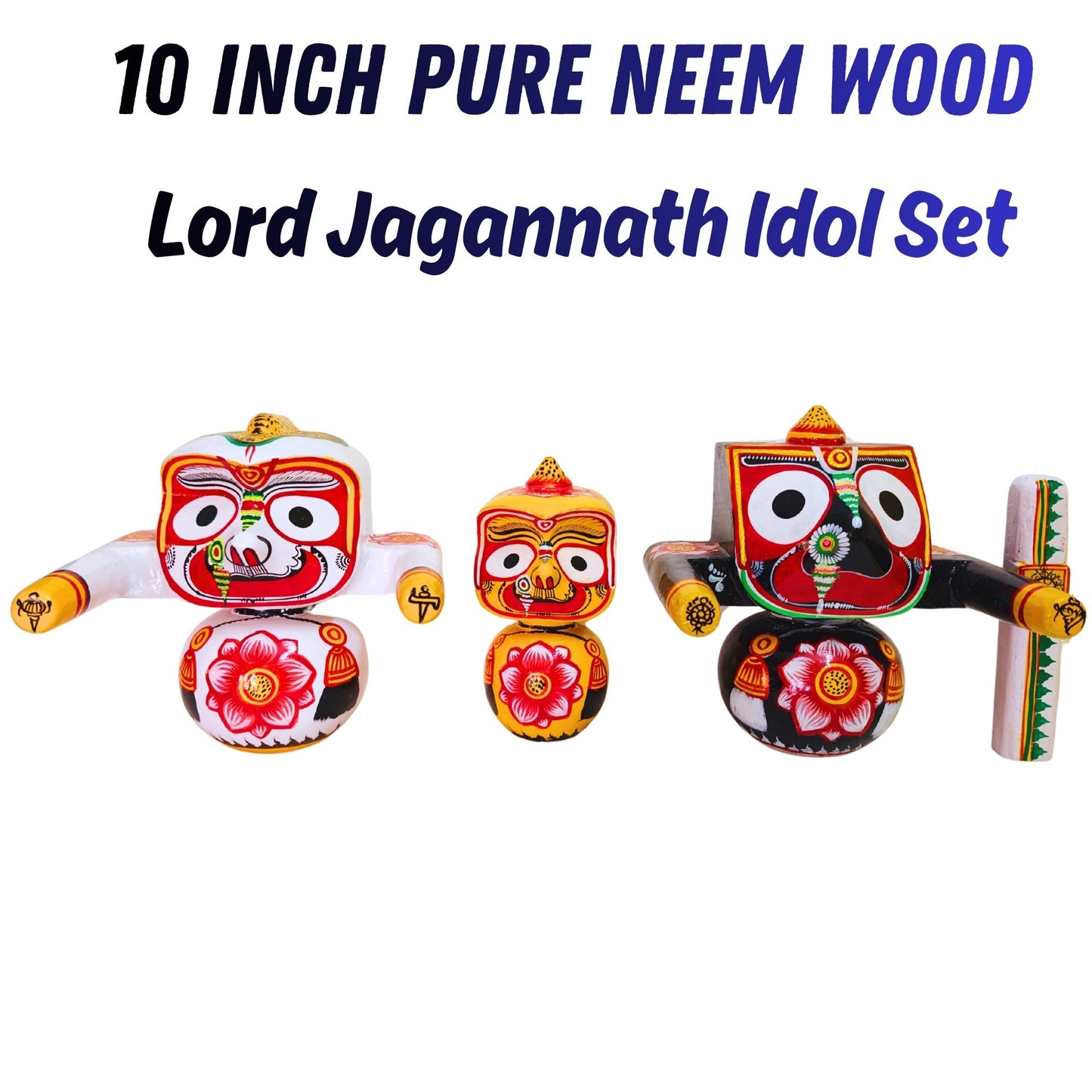 Handcrafted Jagannath Baladeva Subhadra Idol Set - 10 Inch-ArtyCraftz.com