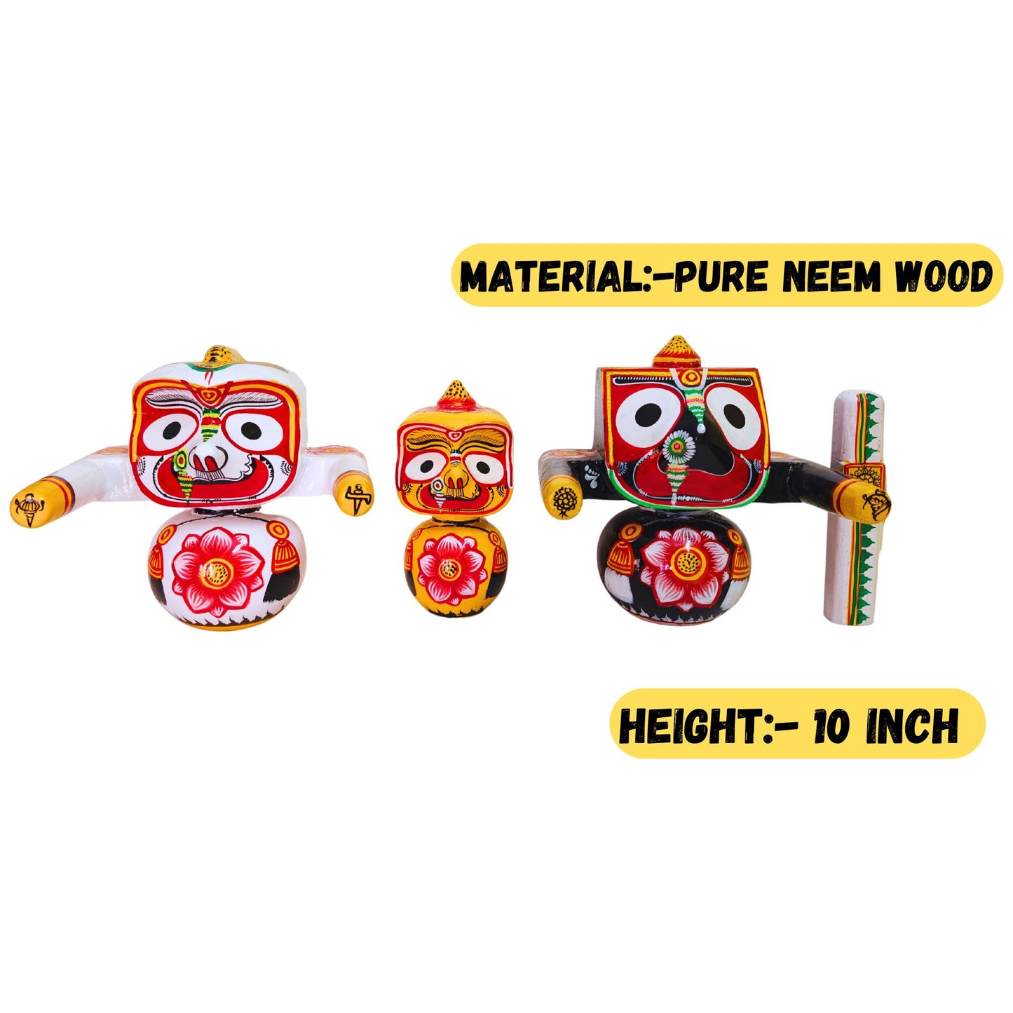 Handcrafted Jagannath Baladeva Subhadra Idol Set - 10 Inch-ArtyCraftz.com