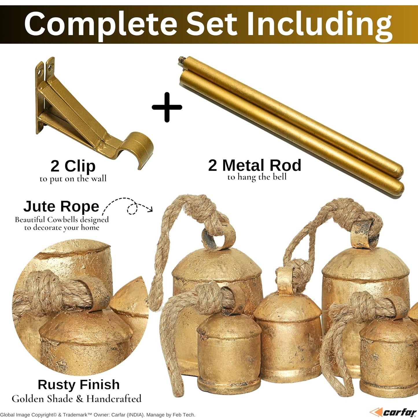 Handcrafted Kutch Brass Rustic Decorative Bell Wind Chime-ArtyCraftz.com