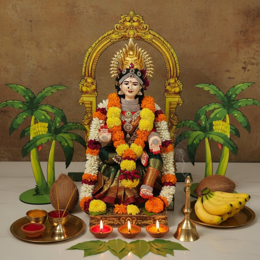 Handcrafted Lakshmi Fabric Doll 15 Inch with MDF Arch Set-ArtyCraftz.com