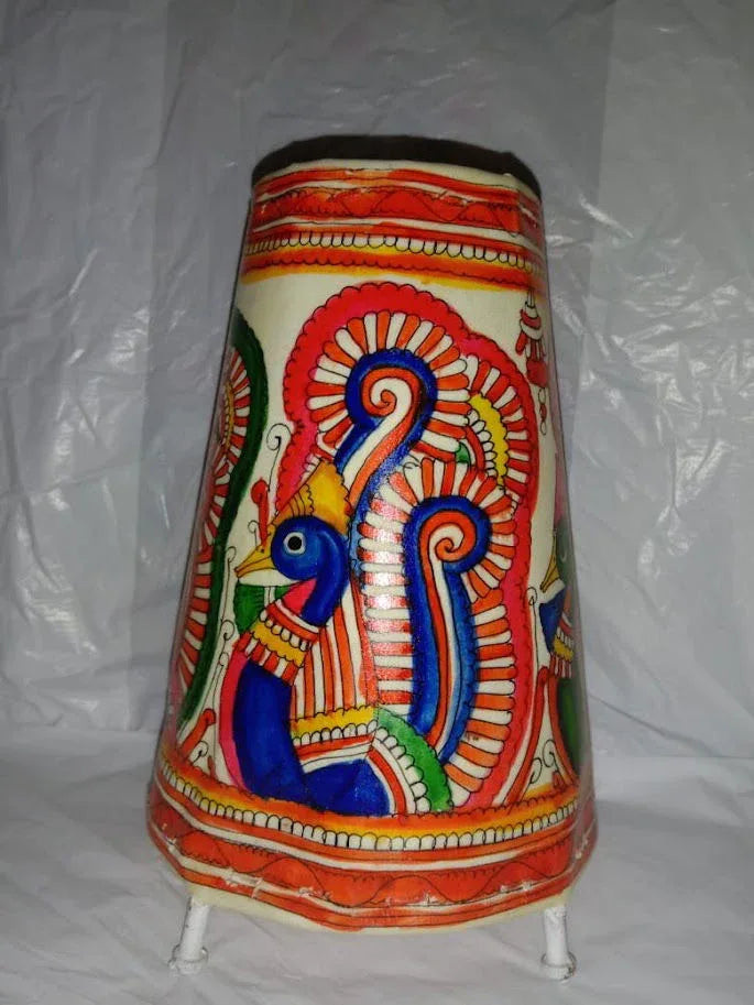 Handcrafted Leather 9 Inches Blue Peacock Lampshade- Nimmalakunta Art-ArtyCraftz.com