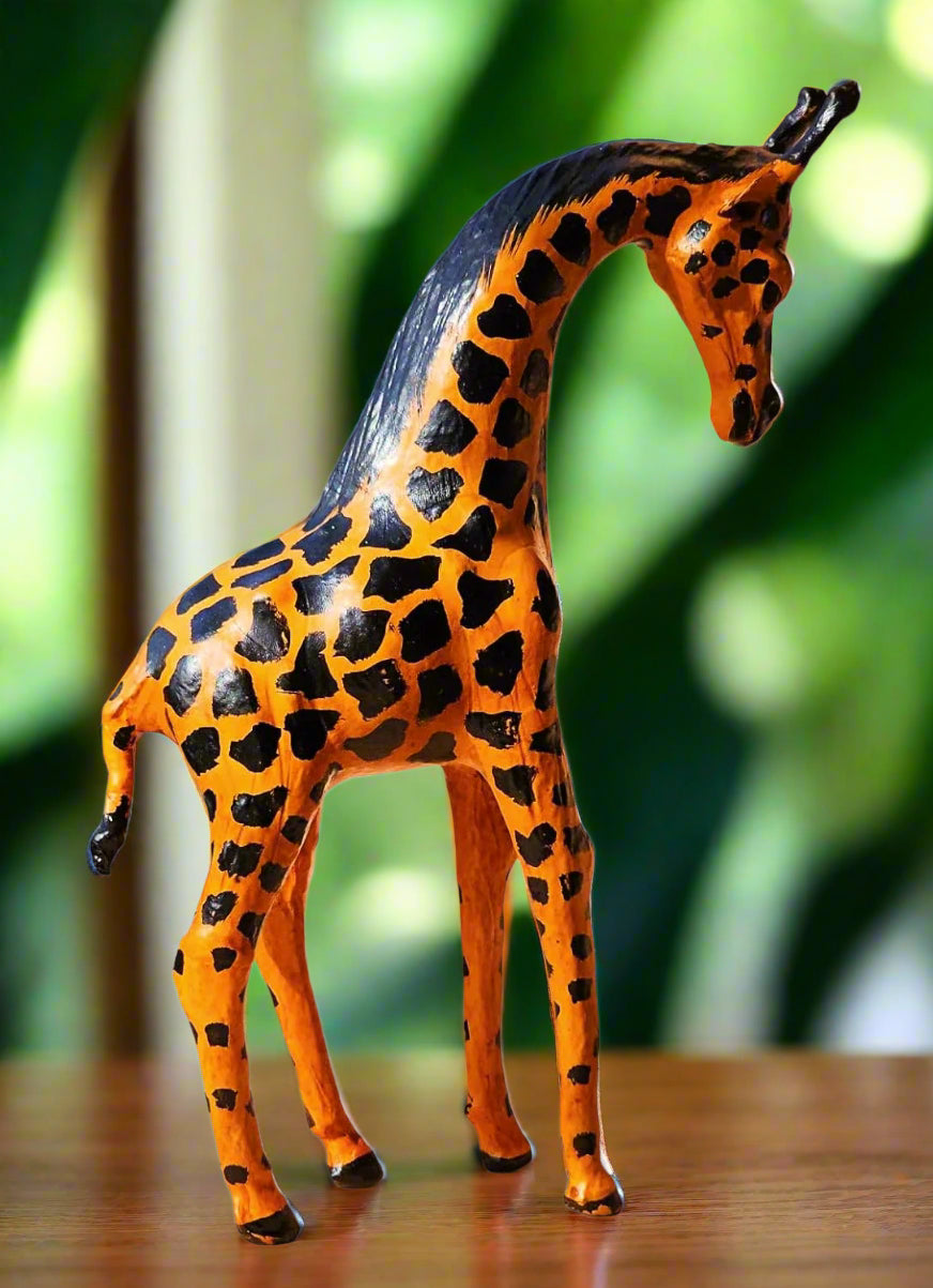 Handcrafted Leather Giraffe Showpiece-ArtyCraftz.com