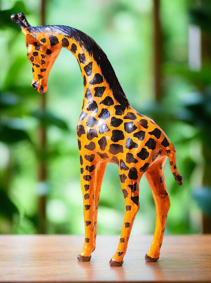 Handcrafted Leather Giraffe Showpiece-ArtyCraftz.com