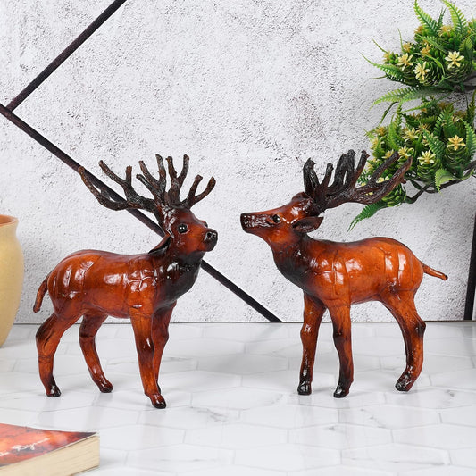 Handcrafted Leather Reindeer Showpiece-ArtyCraftz.com