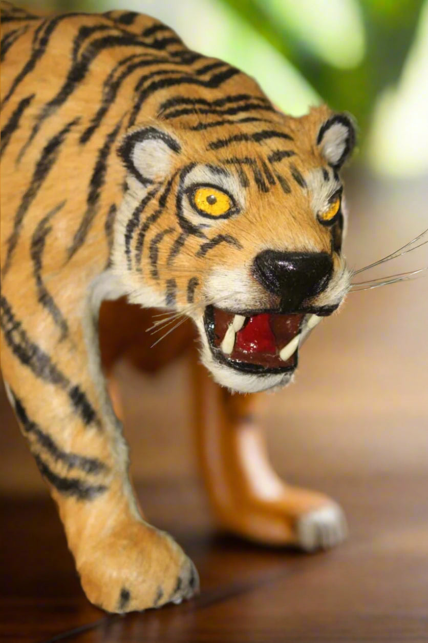 Handcrafted Leather Tiger Showpiece-ArtyCraftz.com