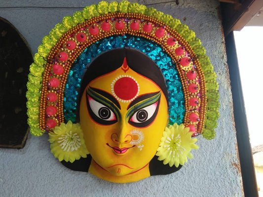 Handcrafted Ma Durga Paper Mache Mask for Wall Hanging for Home Decor and Office Decor 1.5 Feet - ArtyCraftz.com