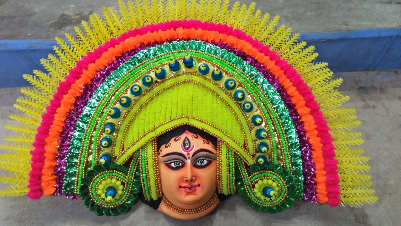 Handcrafted Ma Durga Paper Mache Mask for Wall Hanging for Home Decor and Office Decor 2.5*2.5 Feet - ArtyCraftz.com