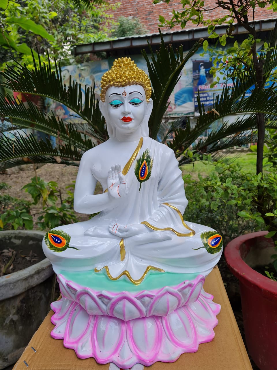 Handcrafted Meditation Buddha Statue on Lotus Base-ArtyCraftz.com