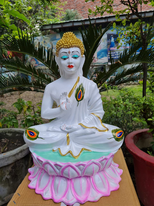 Handcrafted Meditation Buddha Statue on Lotus Base-ArtyCraftz.com