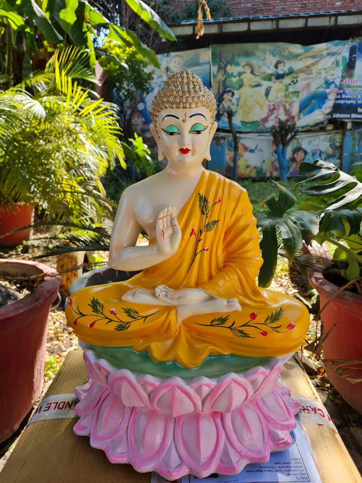 Handcrafted Meditation Buddha Statue on Lotus Base-ArtyCraftz.com