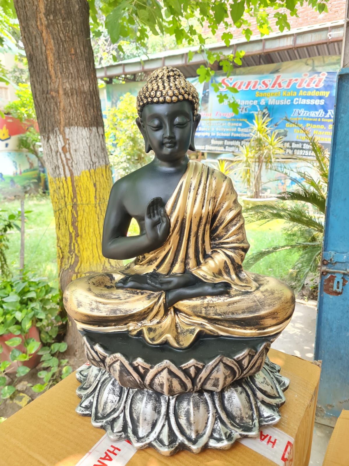 Handcrafted Meditation Buddha Statue on Lotus Base-ArtyCraftz.com