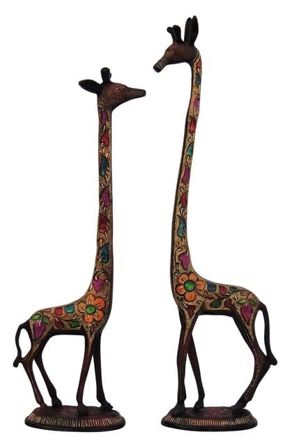 Handcrafted Meenakari Giraffe Pair Statue Tall Decorative Showpiece (22 Inch)-ArtyCraftz.com