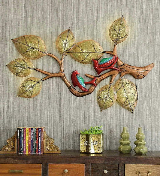 Handcrafted Metal 2 Birds Led Tree Wall Decor - ArtyCraftz.com