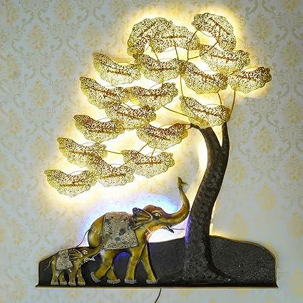 Handcrafted Metal 2 Elephant Tree Wall Art