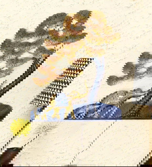 Handcrafted Metal 2 Elephant Tree Wall Art - ArtyCraftz.com