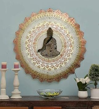 Handcrafted Metal Buddha Circle led Wall Art