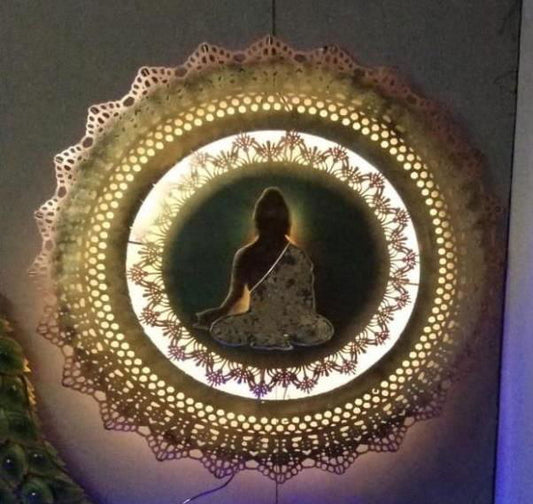 Handcrafted Metal Buddha Circle with Led for Wall Decor - ArtyCraftz.com