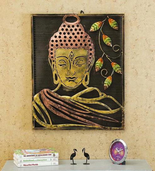 Handcrafted Metal Buddha Frame for Wall Decor