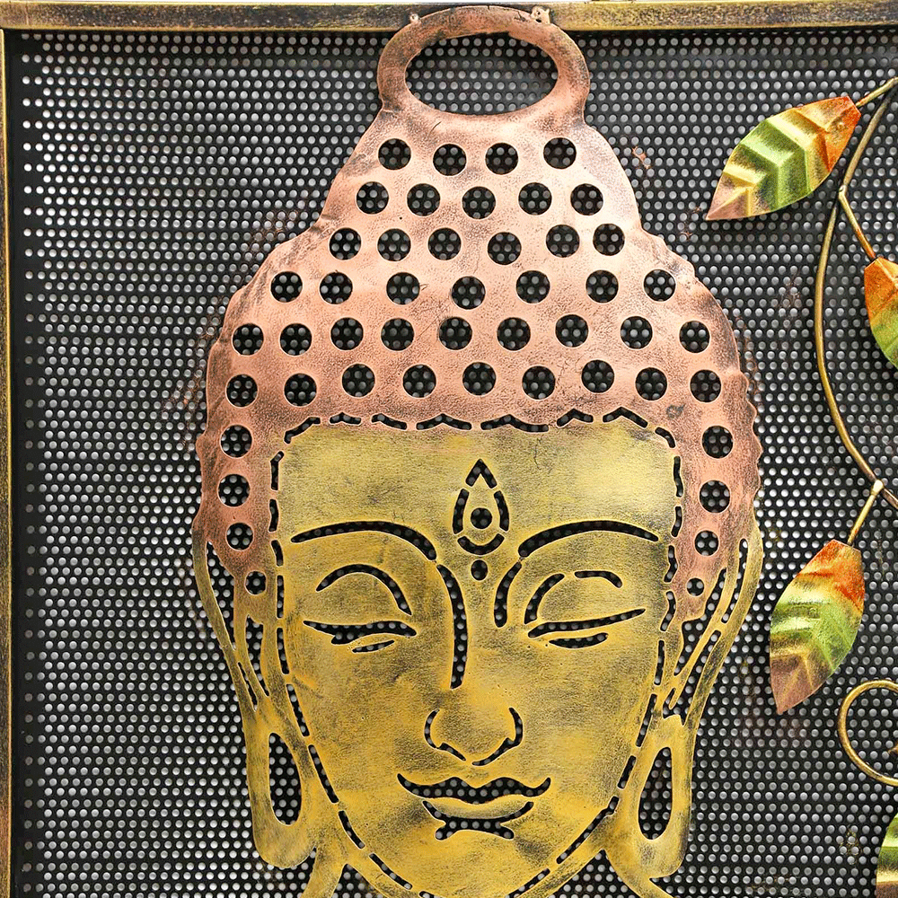 Handcrafted Metal Buddha Frame for Wall Decor