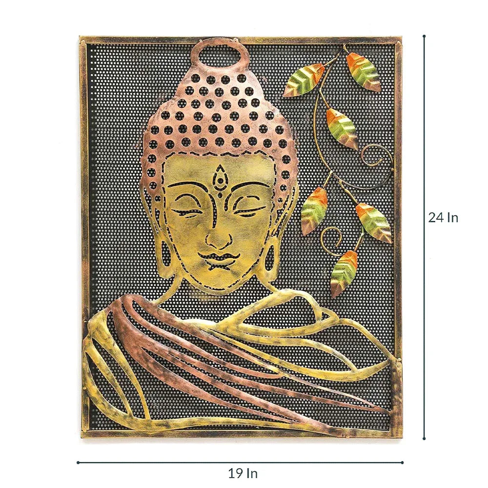 Handcrafted Metal Buddha Frame for Wall Decor