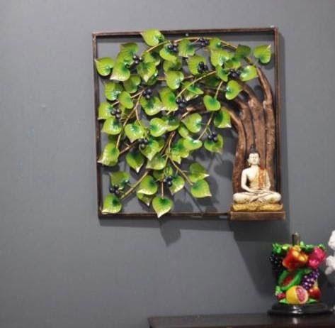 Handcrafted Metal Buddha Tree Frame Wall Art