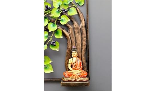 Handcrafted Metal Buddha Tree Frame Wall Art