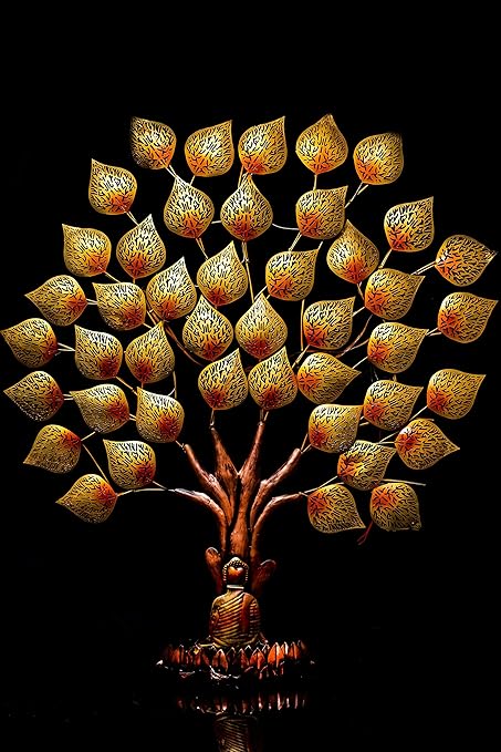 Handcrafted Metal Buddha Tree with Led for Wall Decor - ArtyCraftz.com