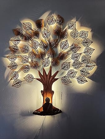 Handcrafted Metal Buddha Tree with Led for Wall Decor - ArtyCraftz.com