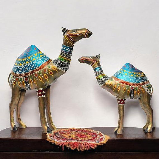 Handcrafted Metal Camel Set for Home Decor