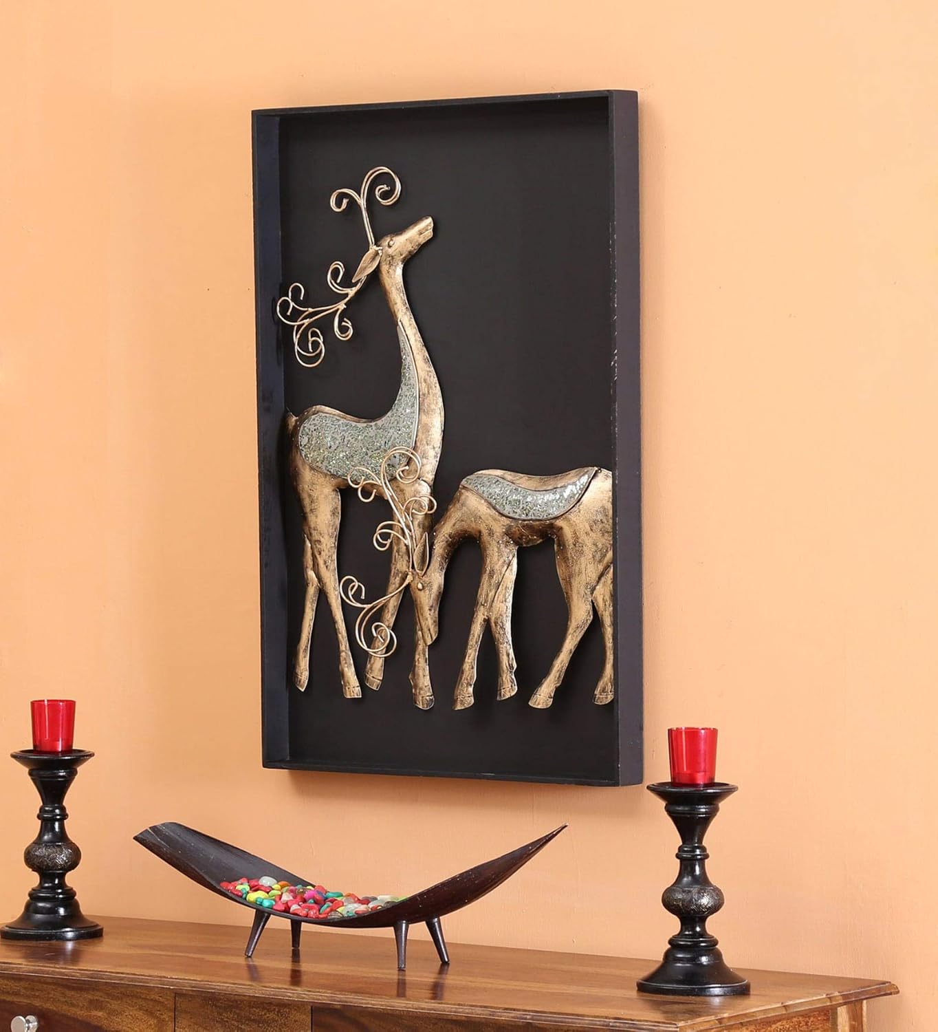 Handcrafted Metal Deer Panel for Wall Decor