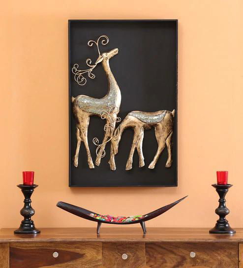 Handcrafted Metal Deer Panel for Wall Decor - ArtyCraftz.com