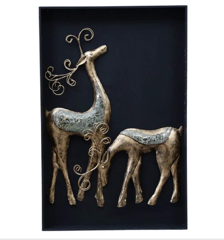 Handcrafted Metal Deer Panel for Wall Decor