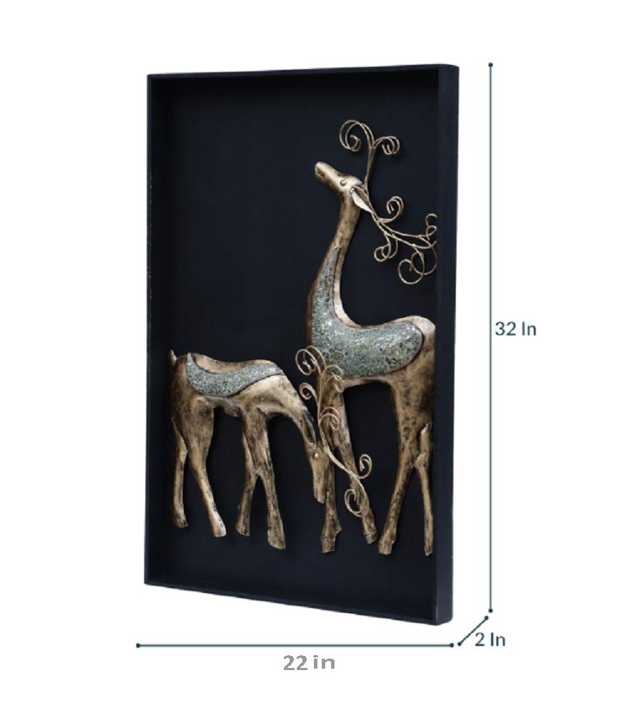 Handcrafted Metal Deer Panel for Wall Decor